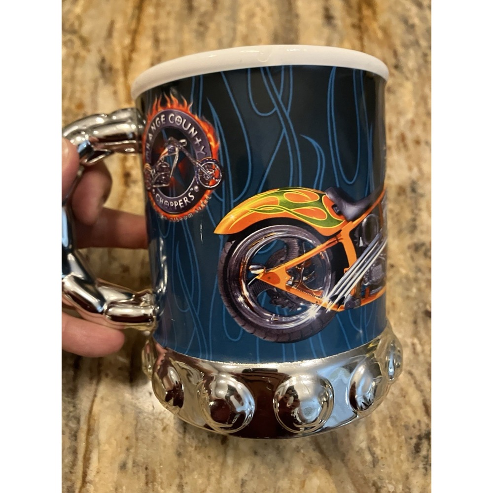 Vintage Orange County Chopper Coffee Cup 2004 Motorcycles Chrome Chain Link